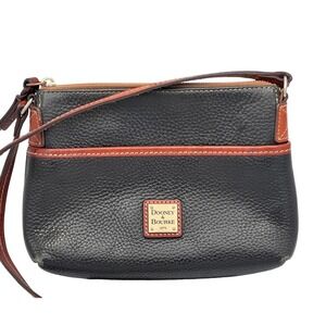 Dooney & Bourke Katie Crossbody Purse Black Pebbled Leather Small Pouchette READ